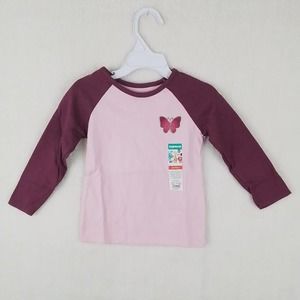 Granimals Long Sleeve Raglan‎ Tee T-Shirt Size 2T Pink, Purple Butterfly Theme